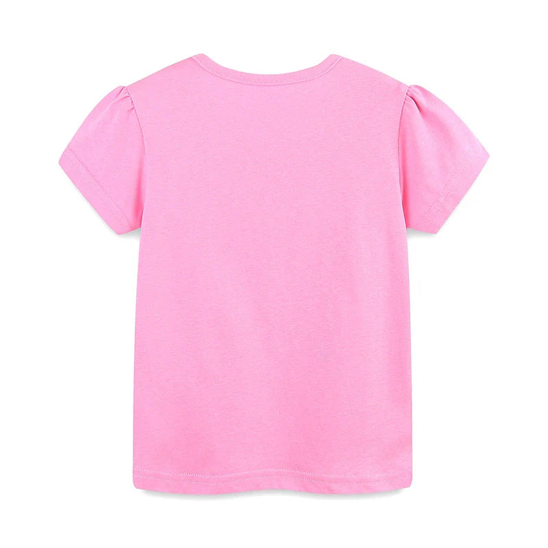 Summer Girls’ Cartoon Dinosaurs Pattern T-shirt in European and American Style