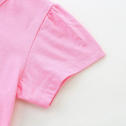 Summer Girls’ Cartoon Dinosaurs Pattern T-shirt in European and American Style