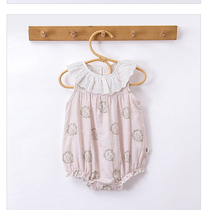 Summer Hot Selling Baby Unisex Various Print Sleeveless Hollow Out Collar Onesies