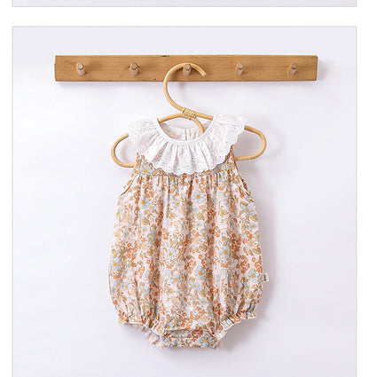 Summer Hot Selling Baby Unisex Various Print Sleeveless Hollow Out Collar Onesies